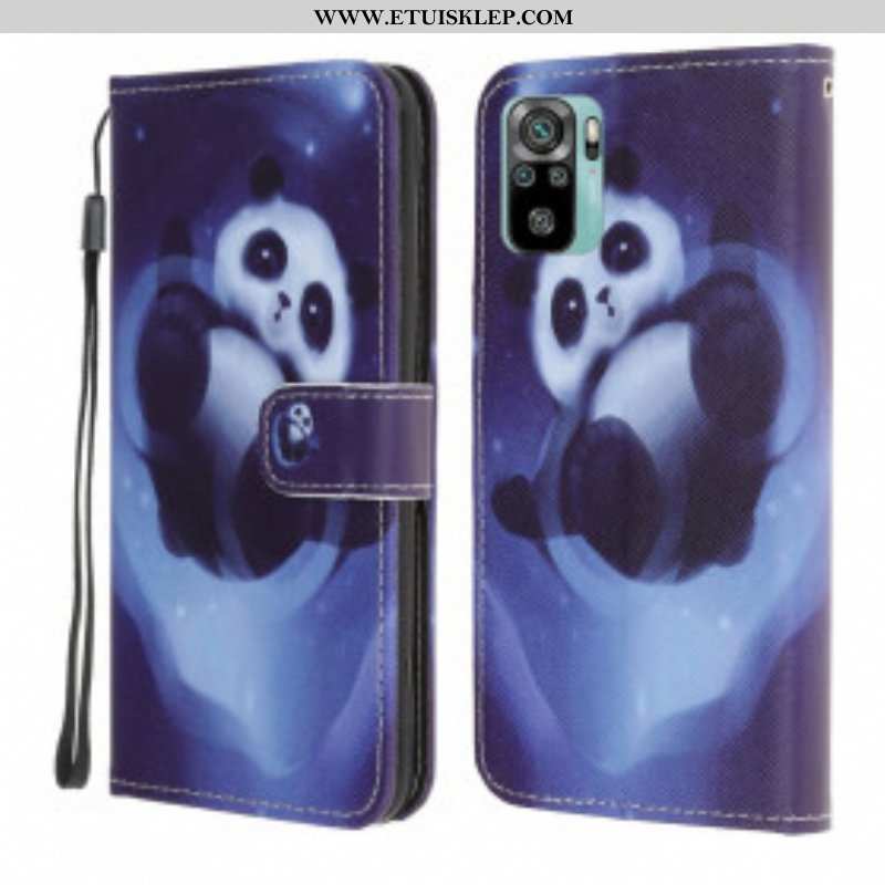 Obudowa Etui Na Telefon do Xiaomi Redmi Note 10 / 10S z Łańcuch Panda Space Ze Smyczą